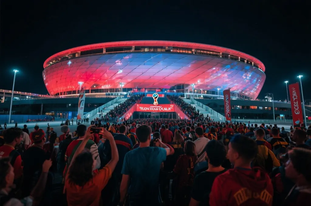 2026世界杯开幕夜的球场外景与球迷入场氛围